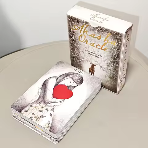 Akasha Oracle Deck 50 Cards To Unlock Past Life Wisdom Akashic Records Printed on 350GSM Double-embo