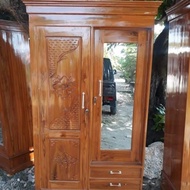 LEMARI KAYU JATI 2 PINTU