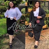 Atractiv Rok Span Hitam Big Size Stretch up to BB110kg+ Melar Nyaman Rok Panjang Scuba Karet Wanita 