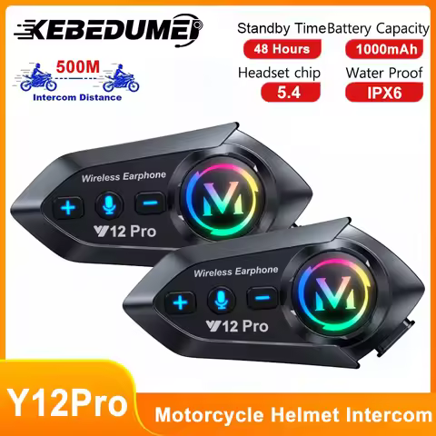 1/2Pcs Y20 Pro Motorcycle Headset Helmet Intercom 500M Intercomunicador Hands-free Call Music Sharin