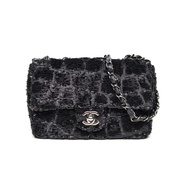 CHANEL CF口蓋包大Mini20cm黑色珠片28開鎢鋼扣