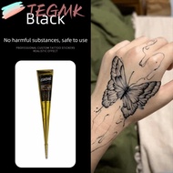 TEGMK Henna Tattoo Cream, Temporary Semi-permanent Henna Paste Cone, Henna Tattoo Cream Black Brown 