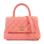 CHANEL 牛皮皮革Coco Handle Small金扣鏈帶手挽肩背兩用袋