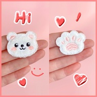 ((Self-Adhesive Style) Cartoon Animal Embroidery Plush Teddy Bear Paw Cloth Patch Cloth Sticker diy 
