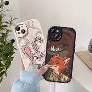 Cartoon Zootopia Officer Rabbit Judy and Mr. Fox Nick Couple Soft Casing Realme Note 50 C51 C53 C55 