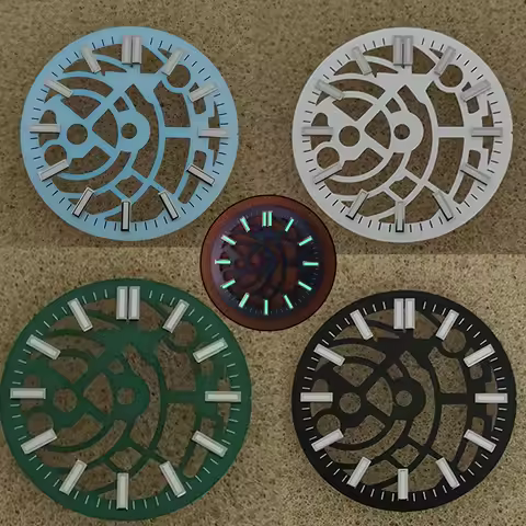NH70 Hollow Skeleton Dial 28.5mm Black Blue Green White Dial Green Luminous Suitable for NH70 Moveme
