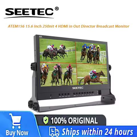 SEETEC ATEM156 15.6 Inch IPS Broadcast Monitor, 4 Channels 4K HDMI Input & Output Quad View Monitor 
