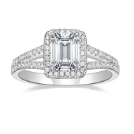 Mameloly 2CT Engagement Rings for Women Emerald Cut Cubic Zirconia Wedding Band Curved Halo Promise 