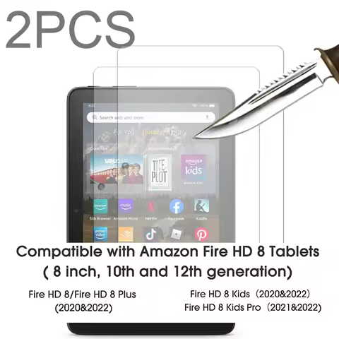 2PCS tempered glass screen protector for Kindle fire HD 8 plus kids edition 8'' tablet screen protec