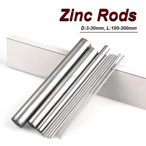 99.999% Zinc Bar Metal Density Zn Rods Stick Boat Electrode Cylinder DIY Hobbies Crafts 100mm-300mm 