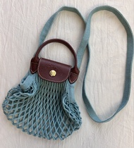 Longchamp LE PLIAGE FILET 斜揹袋 XS /手袋 /藍色/附送米白色內袋