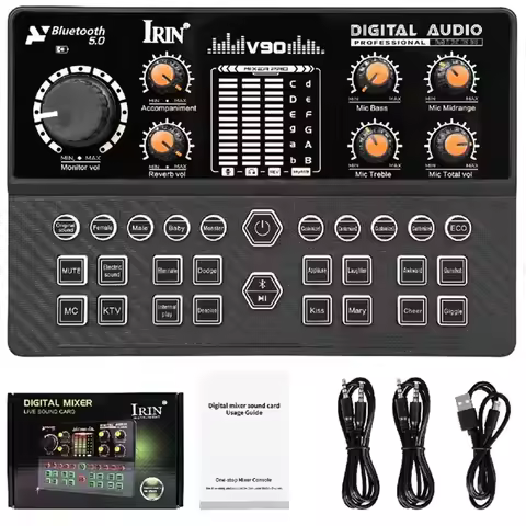 IRIN V90 Audio Mixer For Live Sound Card For Live Streaming Karaoke Broadcast KTV Singing Gaming