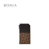 Bonia Black Diagono Monogram Zip Card Holder