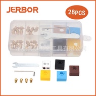 28pcs Boxed 3d Printer Accessories MK8 Nozzle Metal Printing Accessories E3D V6 Brass Nozzle Nozzle