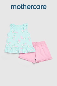 ชุดเชตเด็กผู้หญิง Mothercare Mermaid Vest T-Shirt and Shorts Set HC652