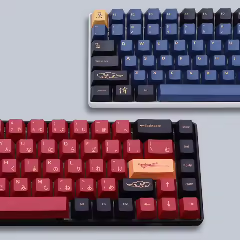 Blue/Red Samurai PBT Keycaps Korean/German/Spanish/French/Japanese/Russian Keycap Cherry Profile for