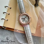 [Original] Alexandre Christie 2B17 BFLRGLG Elegance Multifunction Women's Watch Grey Genuine Leather | Official Warranty