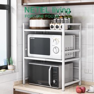 ●✺NETEL Kitchen Rack Kitchen Accessories Storage Rack Manager Adjustable kitchen shelf with 3 black