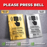 Press Bell Sign Acrylic, Please Press Bell Sigange, Sila Tekan Loceng Pintu Akrilik, 请安门铃