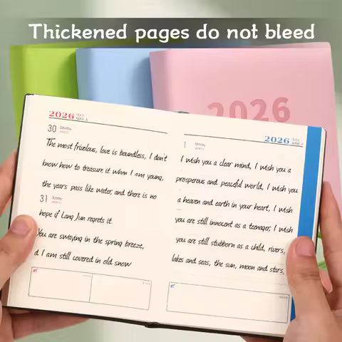 1pc A6 specification 2026 daily plan book, Morandi color PU cover schedule book, 160 sheets 320 page