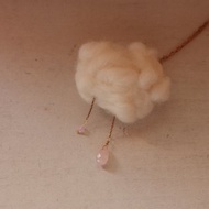 粉晶雲朵雨滴項鍊 天然粉水晶 施華洛世奇水晶