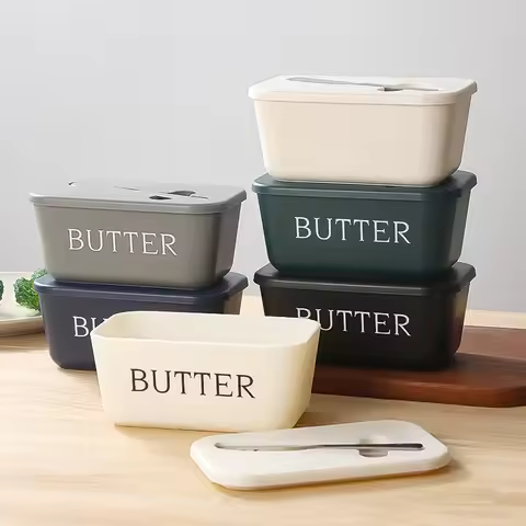 Butter Container Food Grade PP Box Restaurant Sealed Storage Box Cheese Dish with Knife Butter Slice