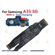 With IC sub charging board for Samsung galaxy A35 5G motherboard Main board flex cable