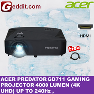 ACER PREDATOR GD711 GAMING PROJECTOR 4000 LUMEN (4K UHD) UP TO 240Hz )FREE HDMI CABLE