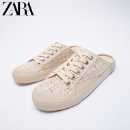ZARA women's shoes Asia limited light beige lace-up slingback sneakers 12831810002