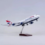 *𝙁𝙍𝙀𝙀 𝙆𝙀𝙔𝘾𝙃𝘼𝙄𝙉*1:160 47cm British Airlines B747 Model with Light and Wheel Landing Gear Diecast Plas