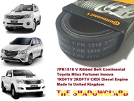 7PK1516 V Ribbed Belt Continental Toyota Hilux Fortuner Innova 1KDFTV 2KDFTV CRDI Diesel Engine Made