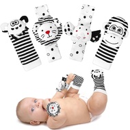 Baby Socks & Wrist Rattles Toys for 0-12 Month,Black And White High Contrast Baby Toys 0-6 Months,Ba