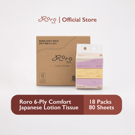 Roro 6-Ply Comfort Japanese Lotion Tissue [Carton] | 6 Bags x 3 Packs
