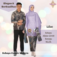 baju kebaya brokat tille batik couple keluarga modern kekinian lilac - lilac