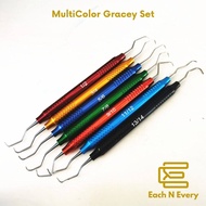 Multi Colour Gracey Set Of 7 Pcs 1/2 To 13/14 Ended Dental Instruments Dental Gracey Curettes Period