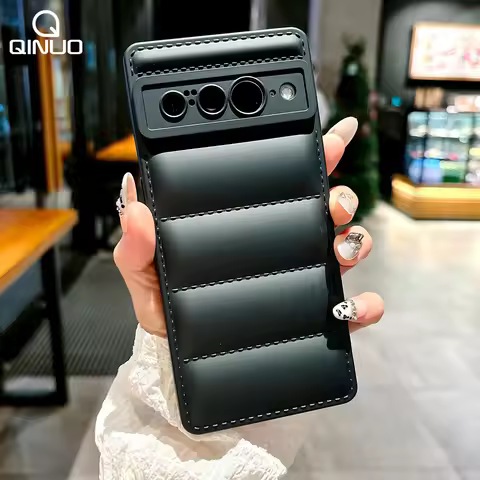 Luxury Puffer Down Jacket Phone Case For Google Pixel 8 7 6 Pro 7A 6A 5 5A 4 4A 3 3A XL Soft Fabric