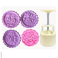 Khuôn bánh trung thu lò xo 125g (họa tiết chim và hoa)