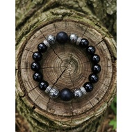 Natural Black Jade & Lava Rock Crystal Bracelet