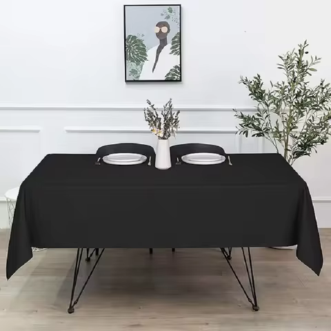 Black Rectangular Tablecloth - 54 x 108 inches - Disposable Tablecloths for Meals, Parties and other