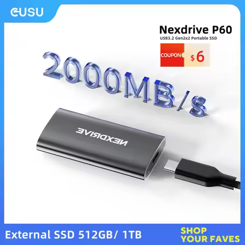CUSU Nexdrive P60 External SSD 512gb 1tb for iPhone 16 15 Pro/Max 2000MB/s Portable Solid State Disk