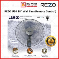 REZO U20 (Remote Control) / U10 Pull String 18" Wall Fan 3 Blades Installation Provided Kipas Dindin