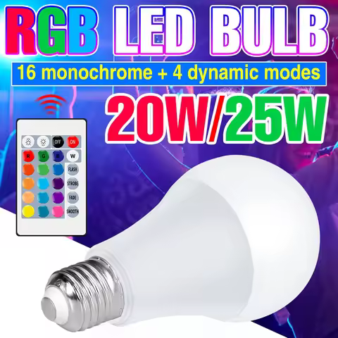 RGB Neon Light E27 Rainbow Lamp 220V LED Colorful Bulb With IR Remote Control 20W 25W Bombillas LED 