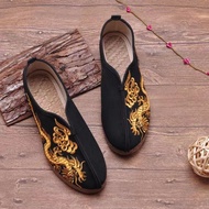 Antique Handmade Men's Shoes Old Beijing Shoes Golden Dragon Retro Old Beijing Cloth Shoes Men's Emb