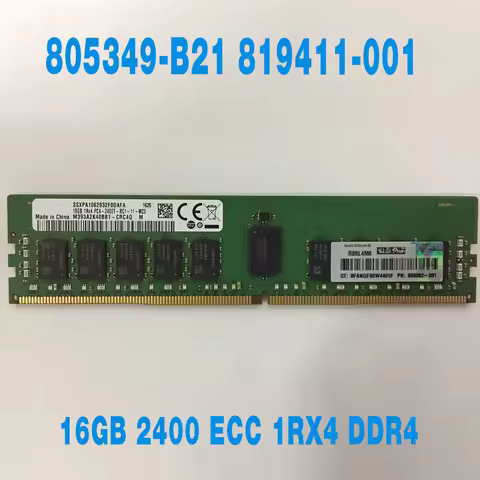 1PCS 1/pcs For HP RAM Gen9 RAM 16G 16GB 2400 ECC 1RX4 DDR4 PC4-2400T Memory 805349-B21 819411-001 80