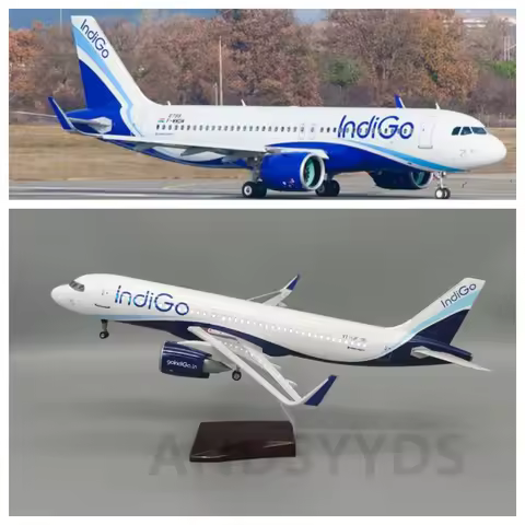 1:80 Scale 47cm A320 Indian Indigo Airlines Simulation Passenger Aircraft Model Toys With Wheels And