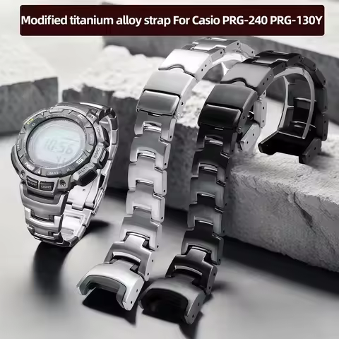 Modified titanium alloy Watchband For Casio PRG-240 PRG-130Y/T PRW-1500 High-quality metal strap Not