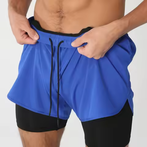 New Men Running Shorts Gym Sports Shorts 2 In 1 Quick Dry Workout Training Gym Fitness Jogging Short