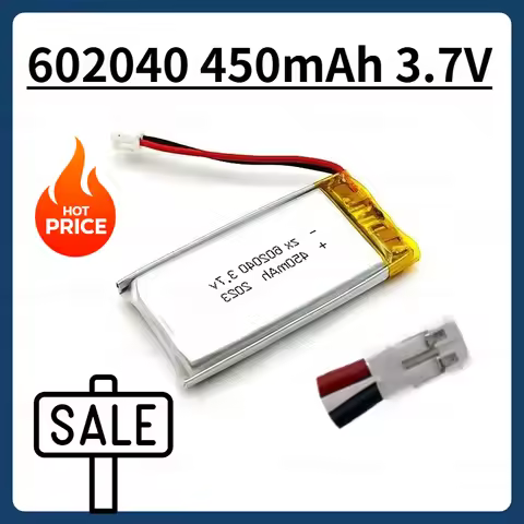 3.7V 450mAh 602040 Lithium Polymer Li-ion Rechargeable Battery for GPS MP3 MP4 MP5 Car DVR Tachograp