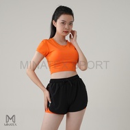 Minatex - C1D1,D2 - yoga gym sportswear Set, crop top with form-fitting foam, 2-layerShorts, discree