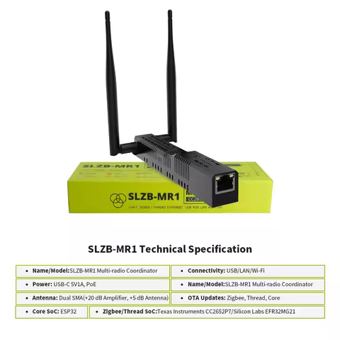 SMLIGHT SLZB-MR1/MR2/MR3/MR4/MRW10 Multiradio Zigbee 3.0 USB WiFi Gateway Coordinator POE Thread Zig